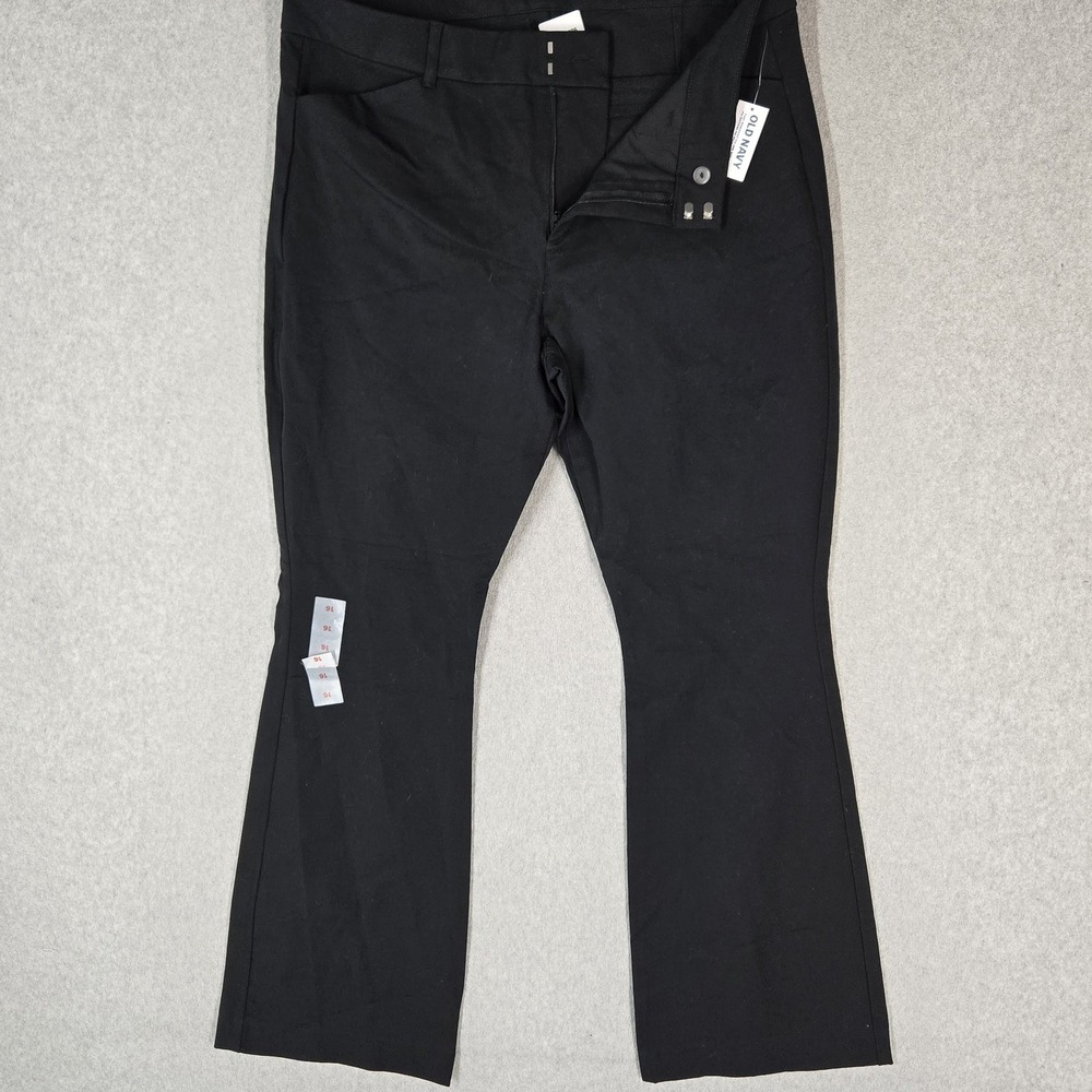 Old Navy Women Pants 16 Black Dress Pants Pixie Flare High-Rise 29" Inseam NWT